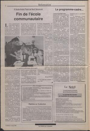 Le Soleil de Colombie, May 1, 1992, page 2