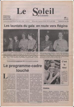 Le Soleil de Colombie, May 1, 1992, page 1