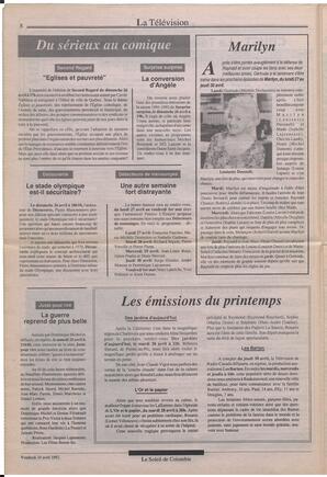 Le Soleil de Colombie, April 24, 1992, page 8