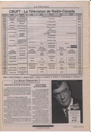 Le Soleil de Colombie, April 24, 1992, page 7
