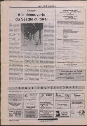 Le Soleil de Colombie, April 24, 1992, page 18
