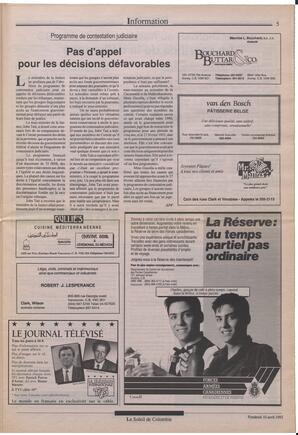 Le Soleil de Colombie, April 10, 1992, page 5