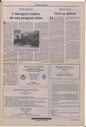 Le Soleil de Colombie, April 10, 1992, page 3