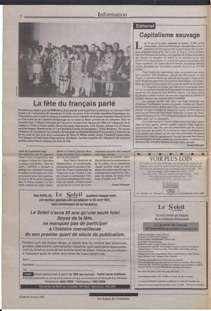 Le Soleil de Colombie, April 10, 1992, page 2