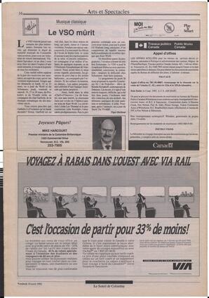 Le Soleil de Colombie, April 10, 1992, page 16