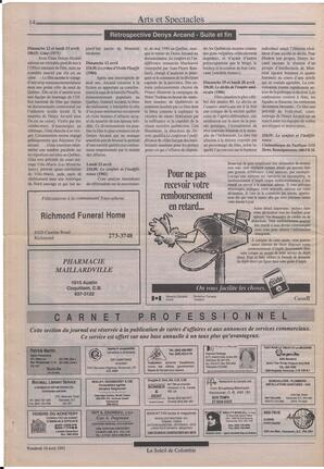 Le Soleil de Colombie, April 10, 1992, page 14
