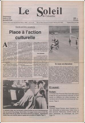 Le Soleil de Colombie, April 10, 1992, page 1