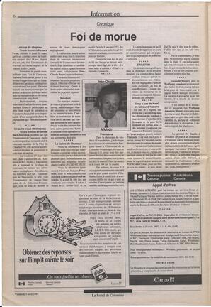 Le Soleil de Colombie, April 3, 1992, page 6