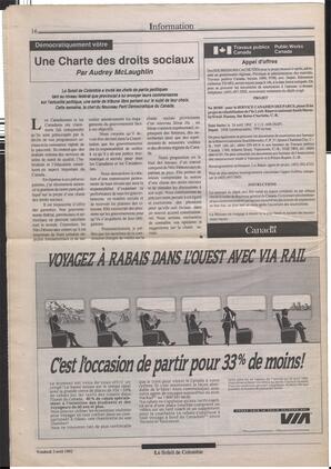 Le Soleil de Colombie, April 3, 1992, page 16