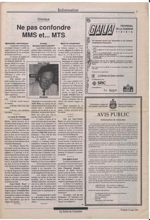 Le Soleil de Colombie, March 27, 1992, page 7