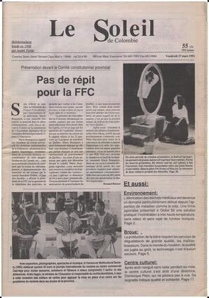 Le Soleil de Colombie, March 27, 1992, page 1