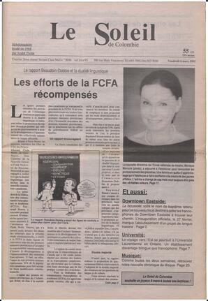Le Soleil de Colombie, March 6, 1992, page 1