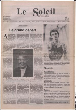 Le Soleil de Colombie, February 28, 1992, page 1
