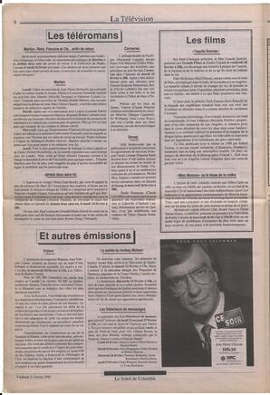 Le Soleil de Colombie, February 21, 1992, page 8