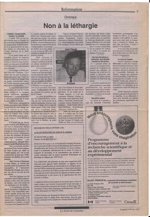 Le Soleil de Colombie, February 21, 1992, page 5
