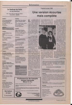Le Soleil de Colombie, February 21, 1992, page 3