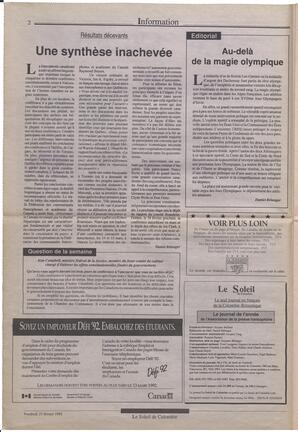 Le Soleil de Colombie, February 21, 1992, page 2