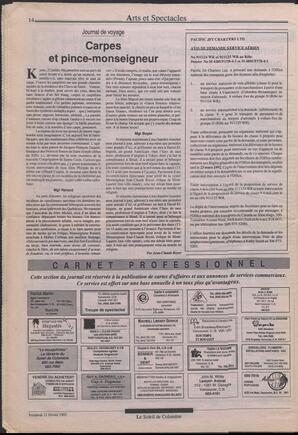 Le Soleil de Colombie, February 21, 1992, page 14