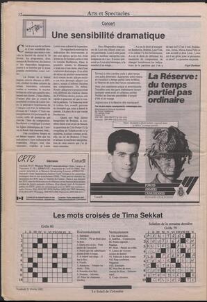 Le Soleil de Colombie, February 21, 1992, page 12
