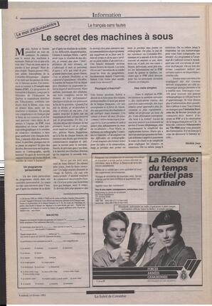 Le Soleil de Colombie, February 14, 1992, page 4