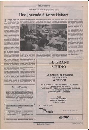 Le Soleil de Colombie, February 14, 1992, page 3