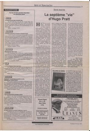 Le Soleil de Colombie, February 14, 1992, page 13