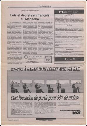 Le Soleil de Colombie, January 31, 1992, page 20