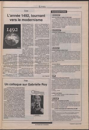 Le Soleil de Colombie, January 31, 1992, page 15