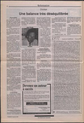 Le Soleil de Colombie, January 31, 1992, page 8