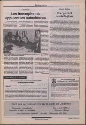 Le Soleil de Colombie, January 31, 1992, page 3