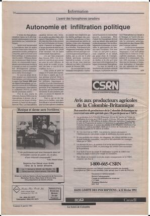 Le Soleil de Colombie, January 24, 1992, page 14