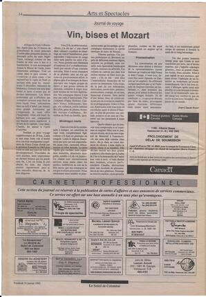 Le Soleil de Colombie, January 24, 1992, page 12