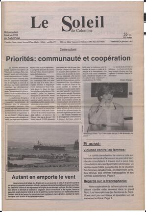 Le Soleil de Colombie, January 24, 1992, page 1