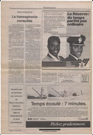 Le Soleil de Colombie, January 17, 1992, page 16