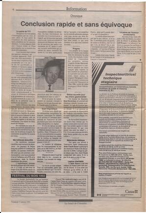 Le Soleil de Colombie, January 17, 1992, page 6