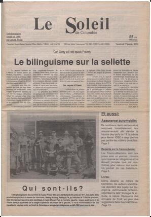Le Soleil de Colombie, January 17, 1992, page 1