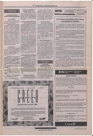 Le Soleil de Colombie, January 10, 1992, page 13