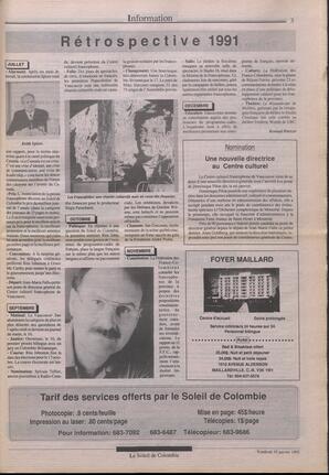 Le Soleil de Colombie, January 10, 1992, page 3