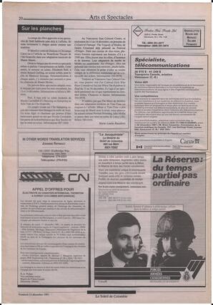 Le Soleil de Colombie, December 13, 1991, page 20