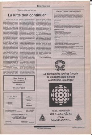 Le Soleil de Colombie, December 13, 1991, page 3