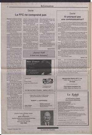 Le Soleil de Colombie, December 13, 1991, page 2