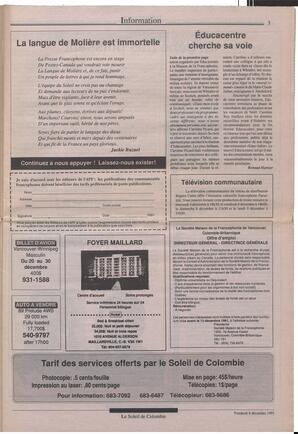 Le Soleil de Colombie, December 6, 1991, page 3
