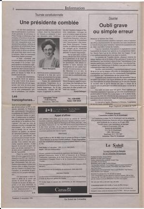 Le Soleil de Colombie, November 15, 1991, page 2