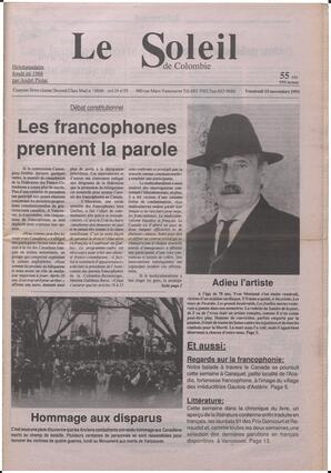 Le Soleil de Colombie, November 15, 1991, page 1