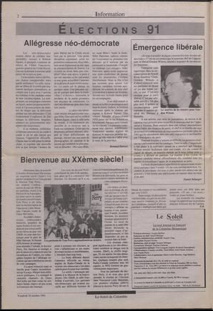 Le Soleil de Colombie, October 25, 1991, page 2