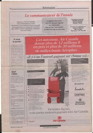 Le Soleil de Colombie, October 16, 1991, page 20