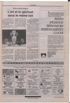 Le Soleil de Colombie, October 16, 1991, page 17