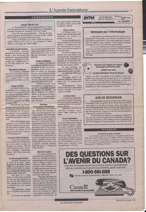 Le Soleil de Colombie, October 16, 1991, page 7