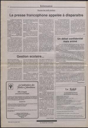Le Soleil de Colombie, October 16, 1991, page 2