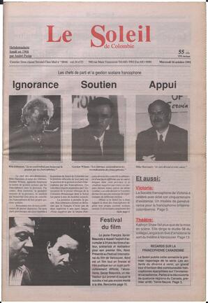 Le Soleil de Colombie, October 16, 1991, page 1